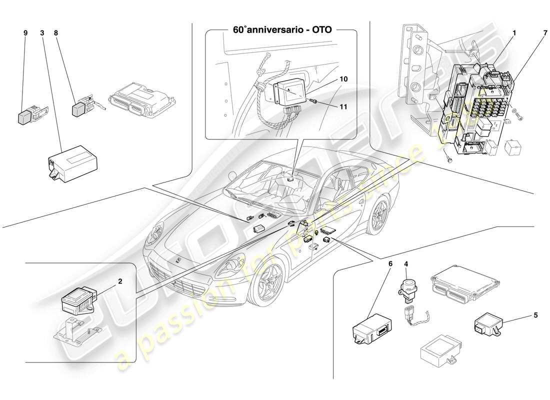 ferrari 612 sessanta (europe) passenger compartment ecus parts diagram