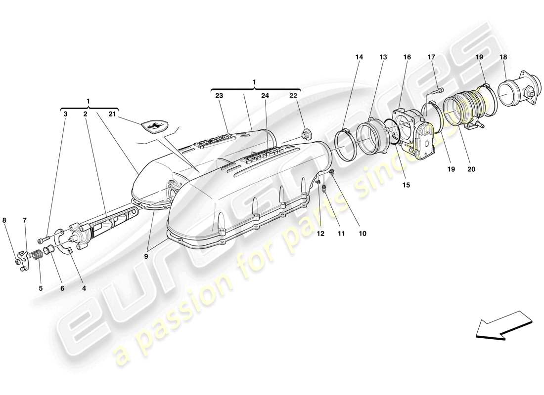 ferrari f430 scuderia (usa) intake manifold cover parts diagram