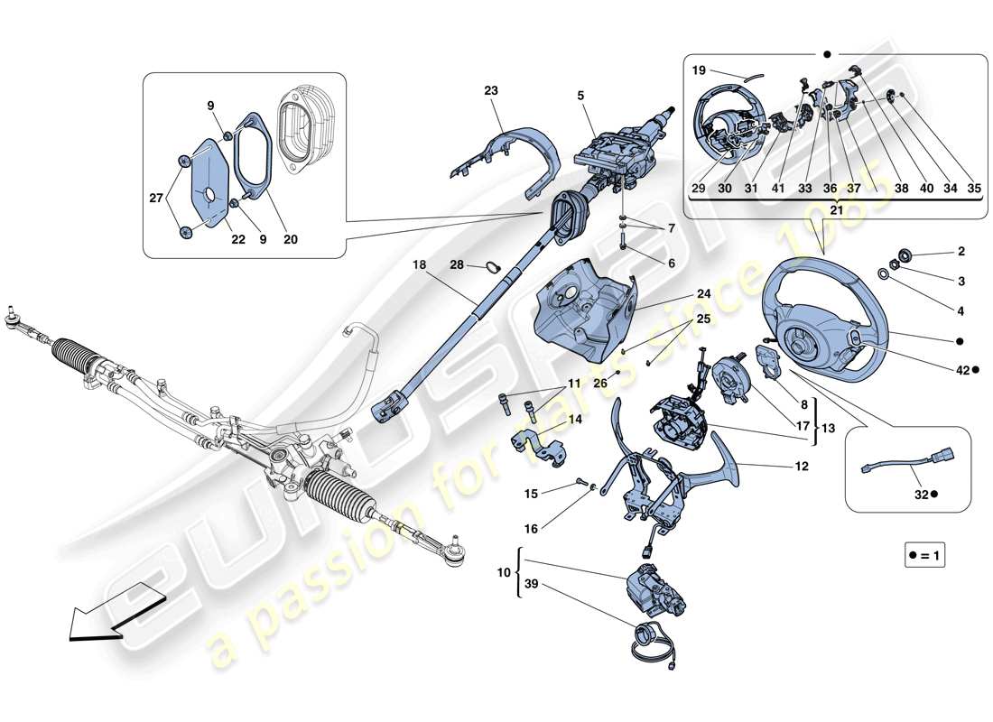 ferrari f12 tdf (europe) steering control parts diagram