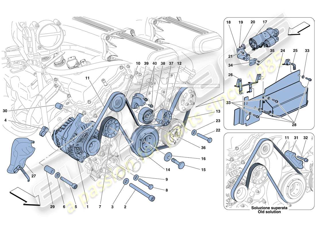 ferrari f12 berlinetta (usa) alternator - starter motor parts diagram