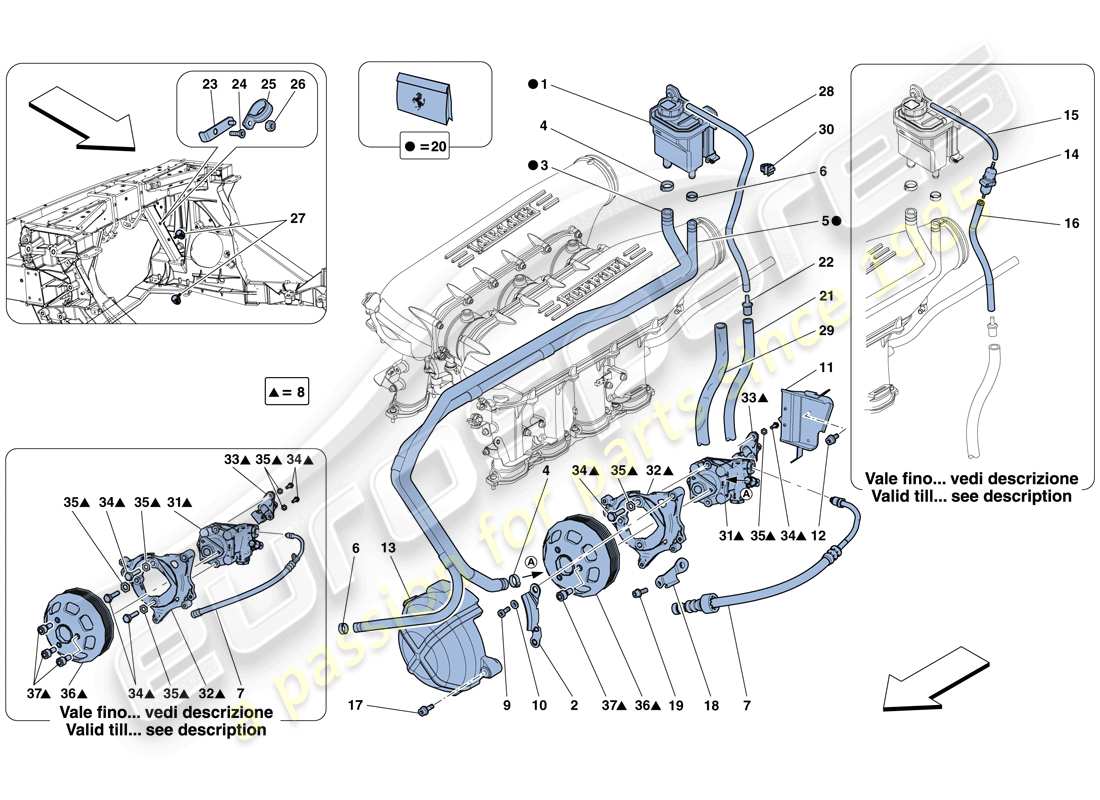 ferrari 458 italia (usa) power steering pump and reservoir part diagram