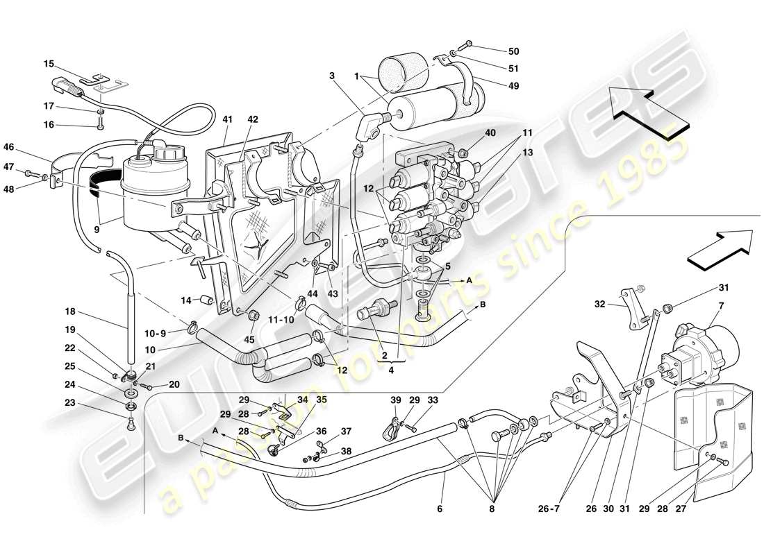 ferrari 599 gto (rhd) power unit and tank parts diagram