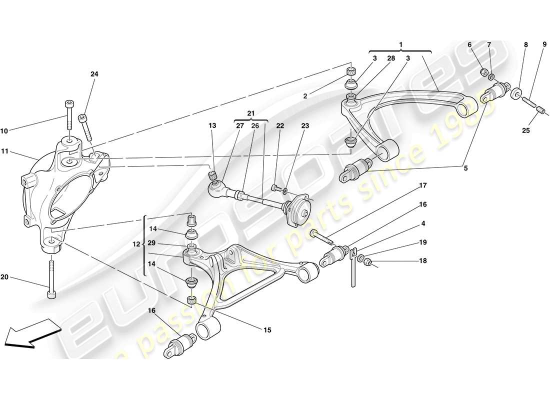 ferrari f430 coupe (europe) rear suspension - arms part diagram