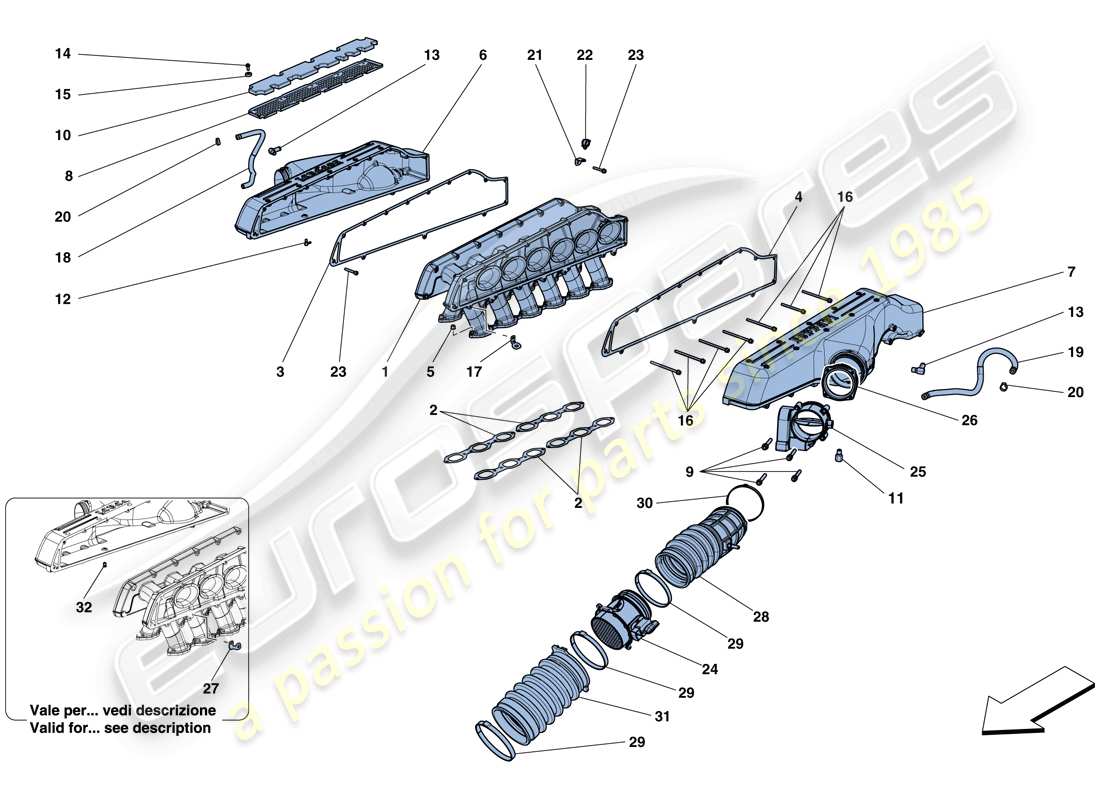 ferrari gtc4 lusso (usa) intake manifold part diagram