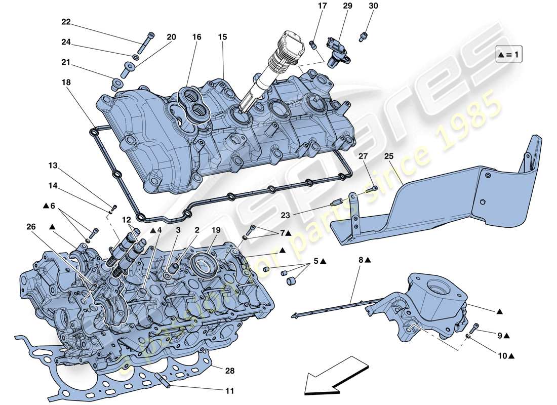 ferrari 458 spider (rhd) left hand cylinder head parts diagram