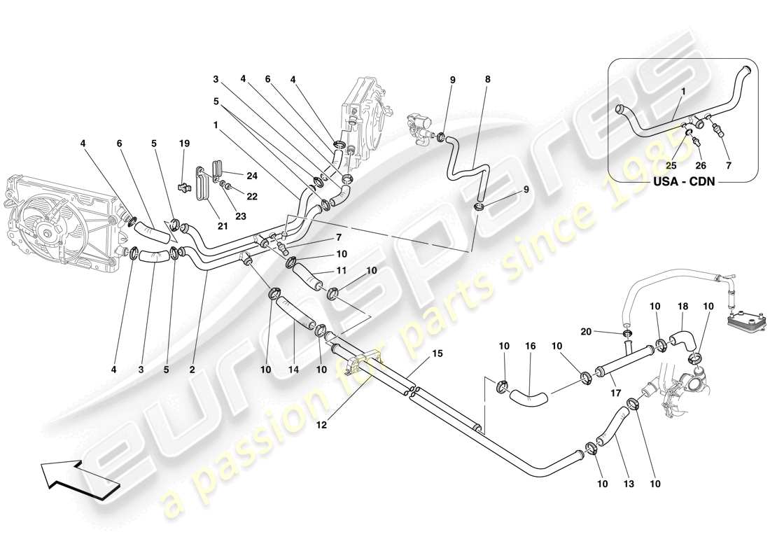 ferrari f430 scuderia spider 16m (europe) cooling system part diagram