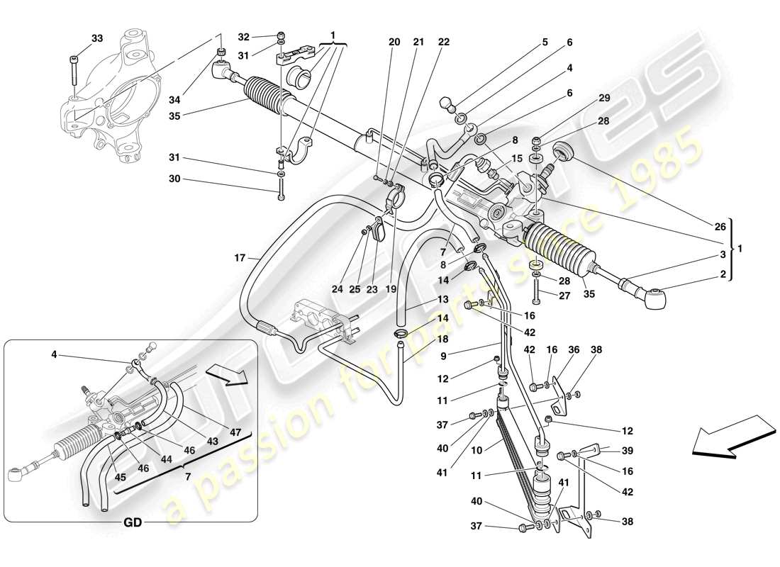 ferrari f430 scuderia spider 16m (europe) hydraulic power steering box and serpentine coil parts diagram