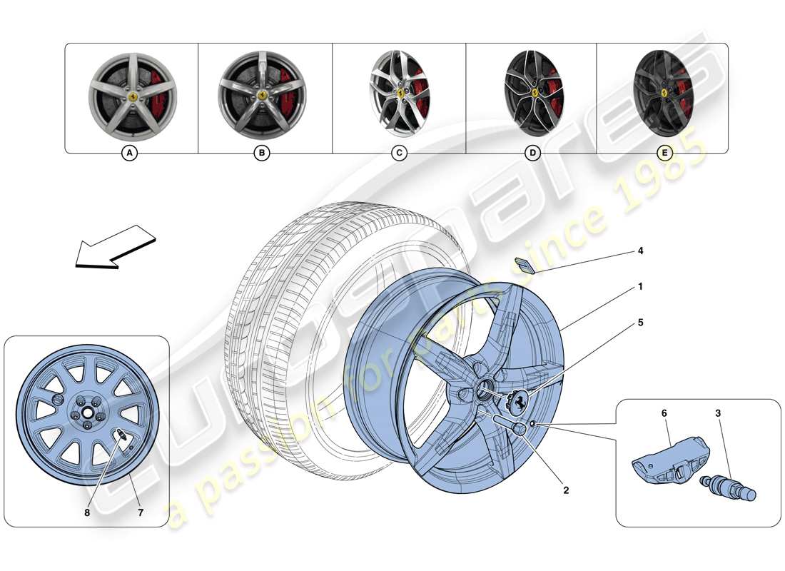 ferrari gtc4 lusso t (rhd) wheels parts diagram