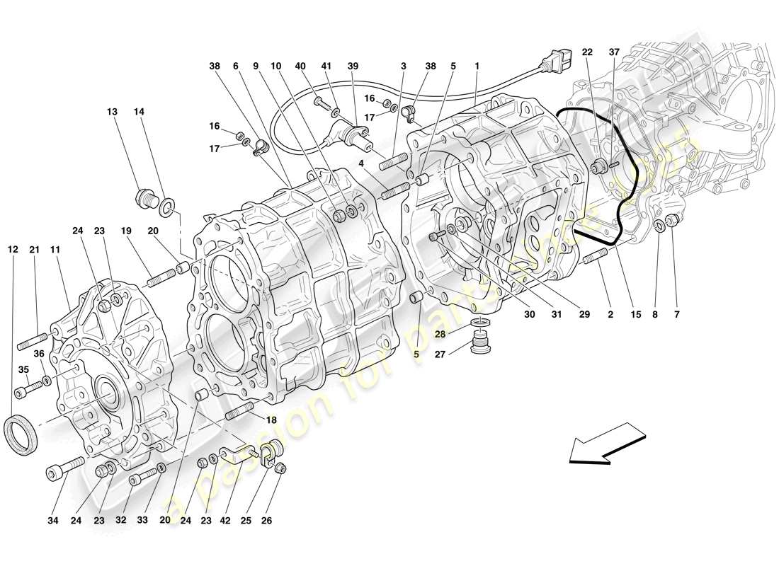 ferrari 599 gto (rhd) gearbox housing parts diagram