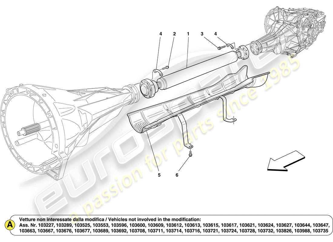 ferrari california (rhd) transmission pipe part diagram