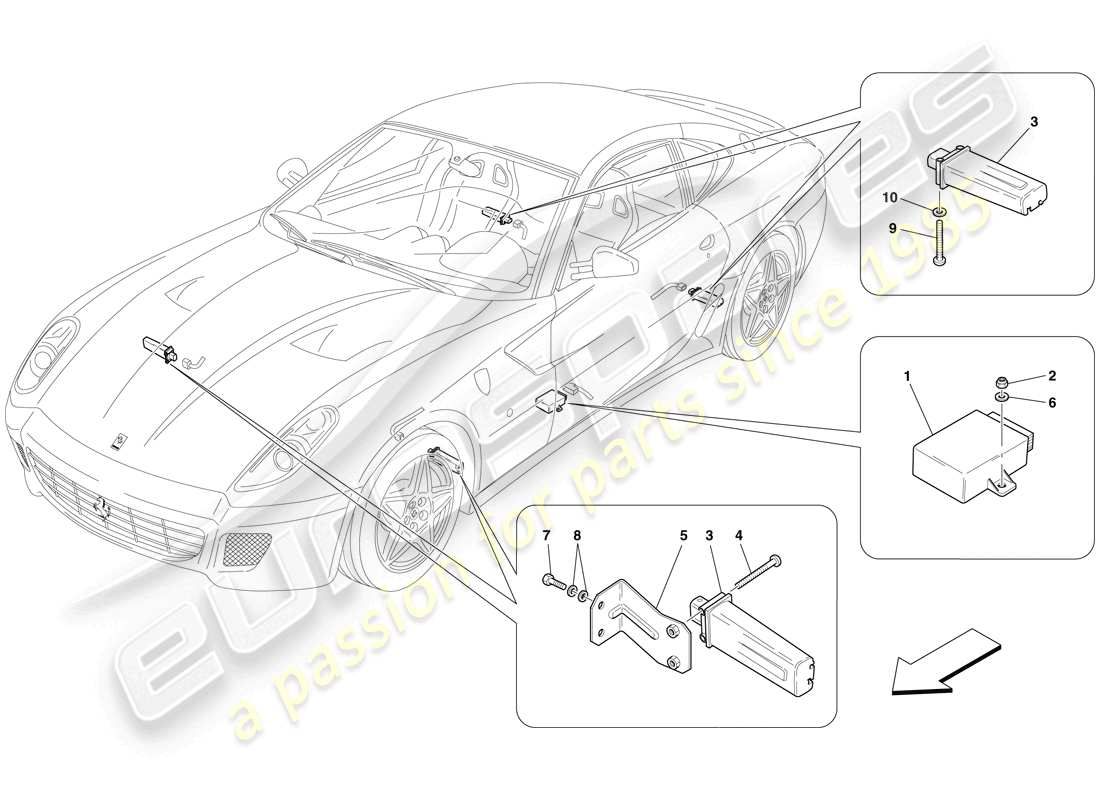 ferrari 599 gtb fiorano (europe) tyre pressure monitoring system parts diagram