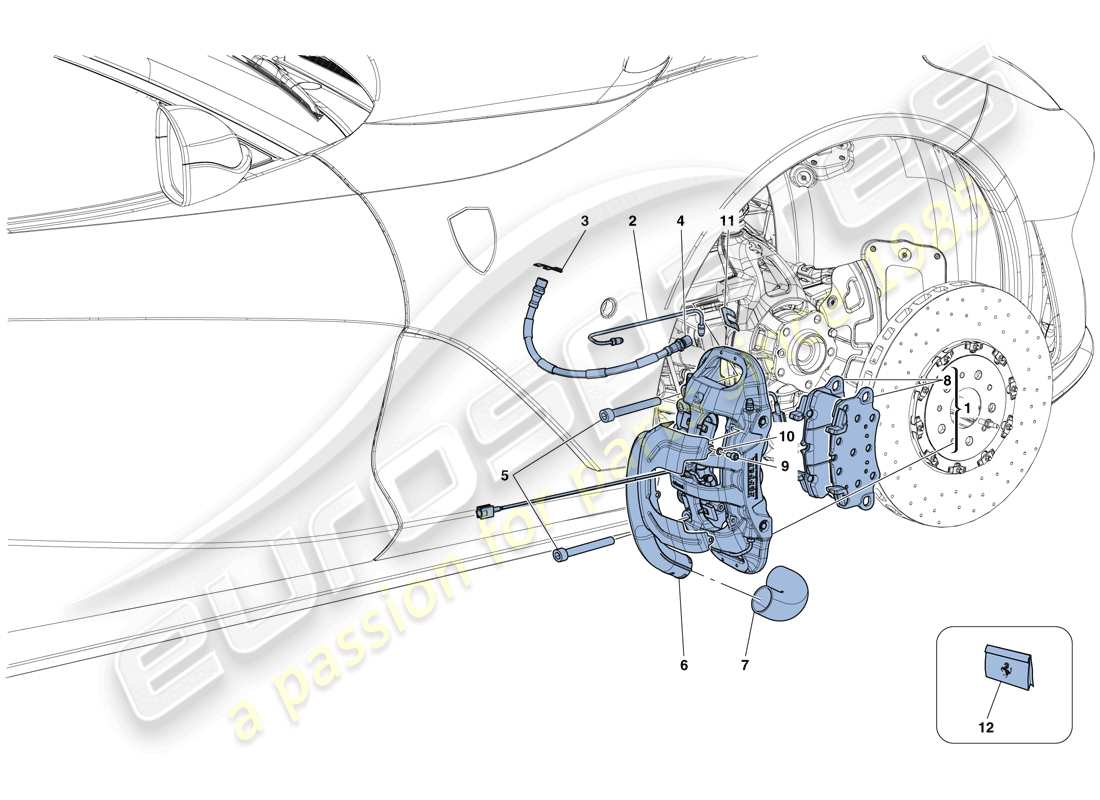 ferrari 812 superfast (europe) front brake callipers parts diagram