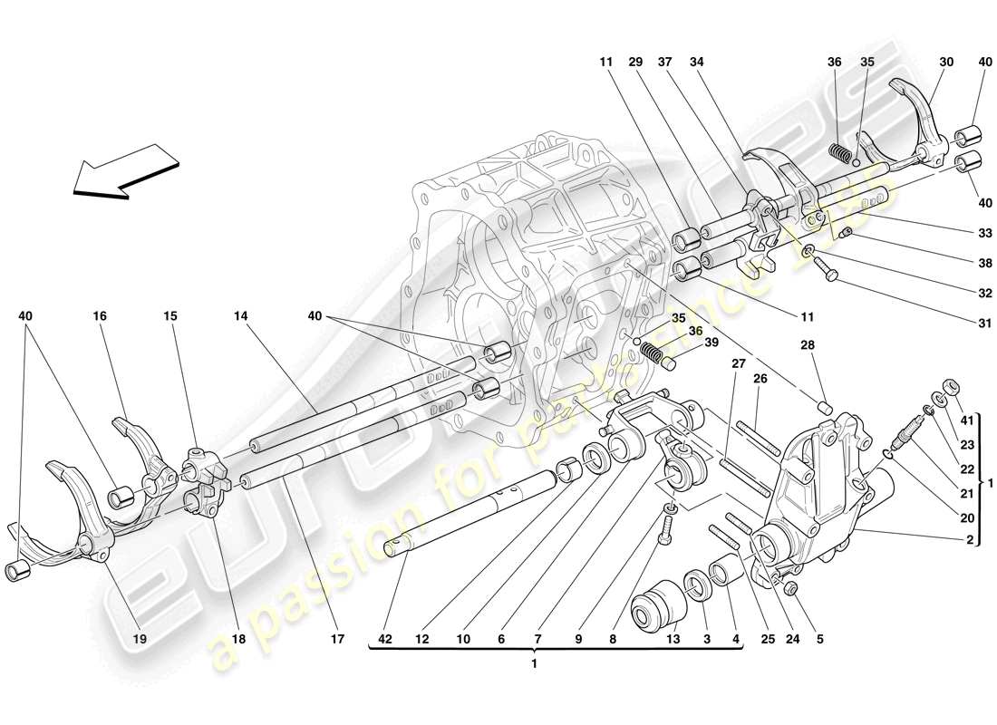 ferrari 599 gtb fiorano (usa) internal gearbox controls parts diagram