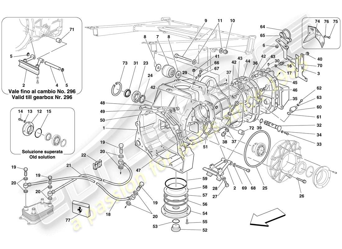 ferrari f430 spider (rhd) gearbox - covers parts diagram