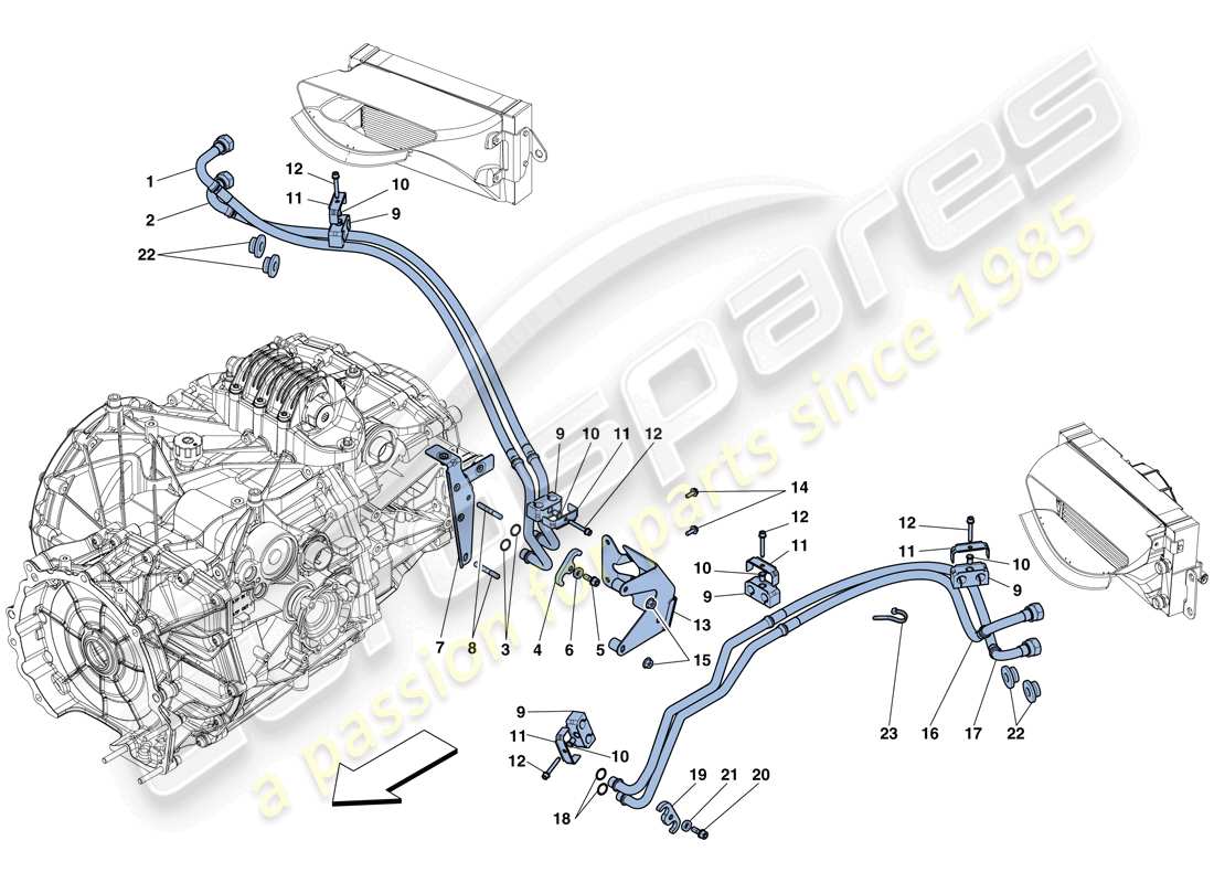 ferrari 458 speciale aperta (usa) gearbox oil lubrication and cooling system part diagram