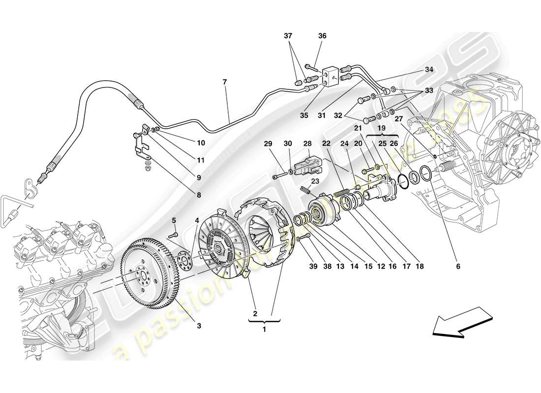 ferrari f430 coupe (europe) clutch and controls parts diagram