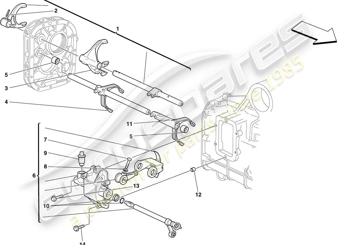 ferrari f430 coupe (europe) internal gearbox controls parts diagram
