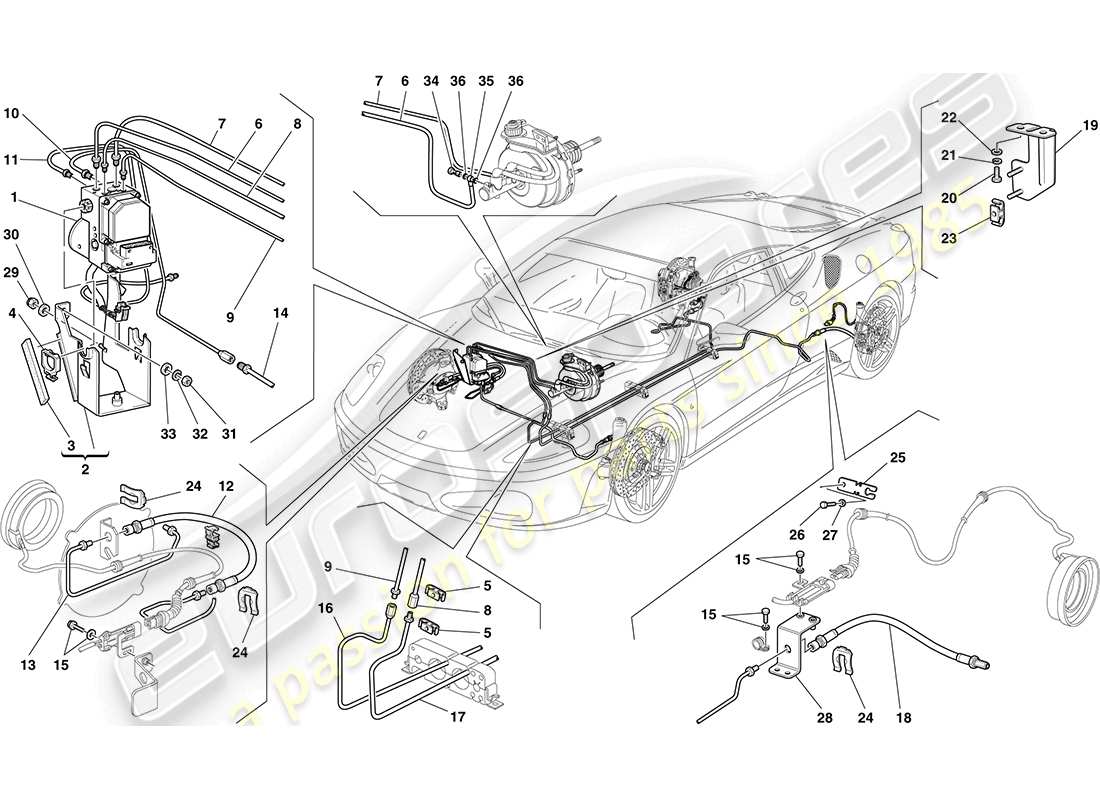 ferrari f430 coupe (usa) brake system part diagram