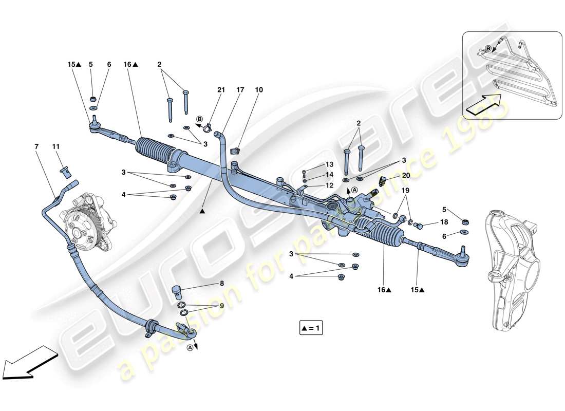 ferrari gtc4 lusso t (usa) hydraulic power steering box parts diagram