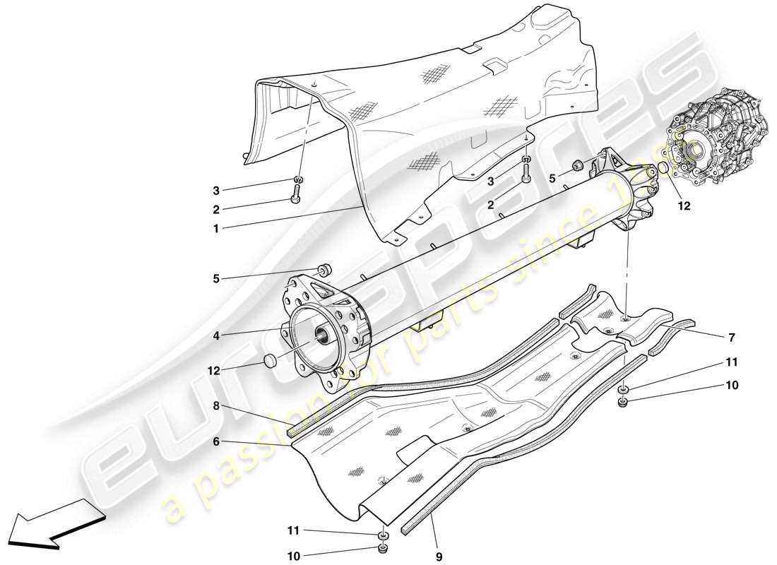 ferrari 599 sa aperta (usa) engine/gearbox connector pipe and insulation parts diagram