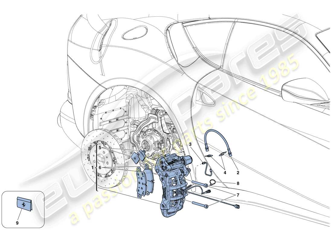 ferrari 812 superfast (rhd) rear brake callipers parts diagram
