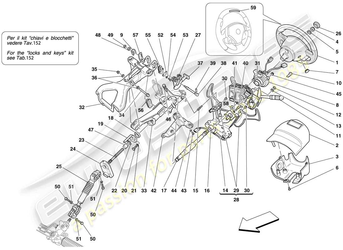 ferrari f430 scuderia (usa) steering control part diagram