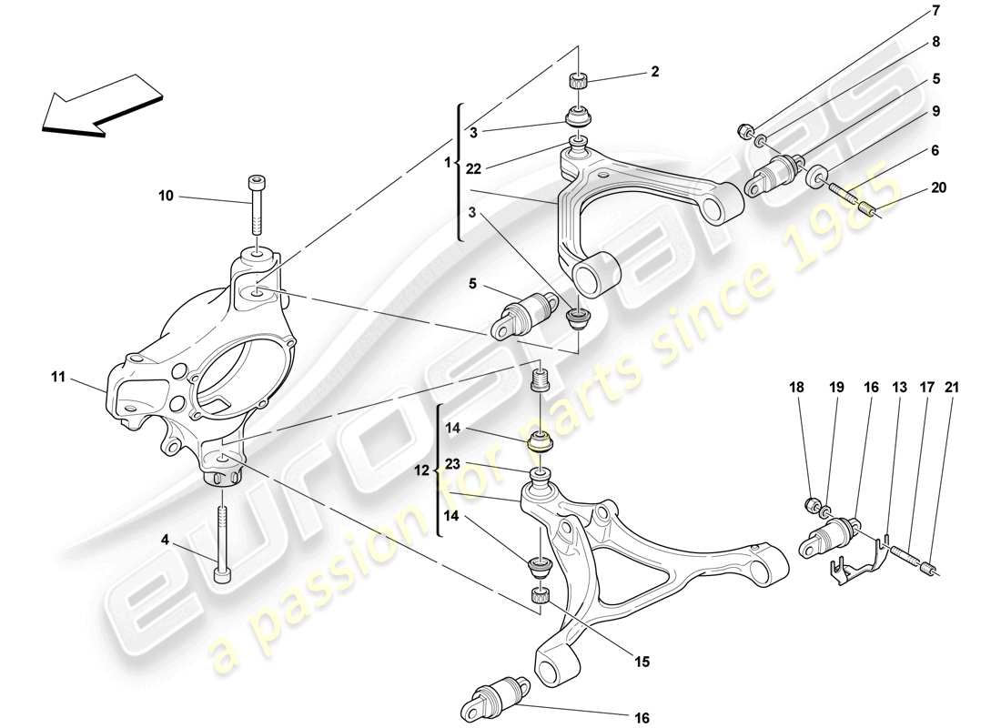 ferrari f430 scuderia spider 16m (europe) front suspension - arms part diagram