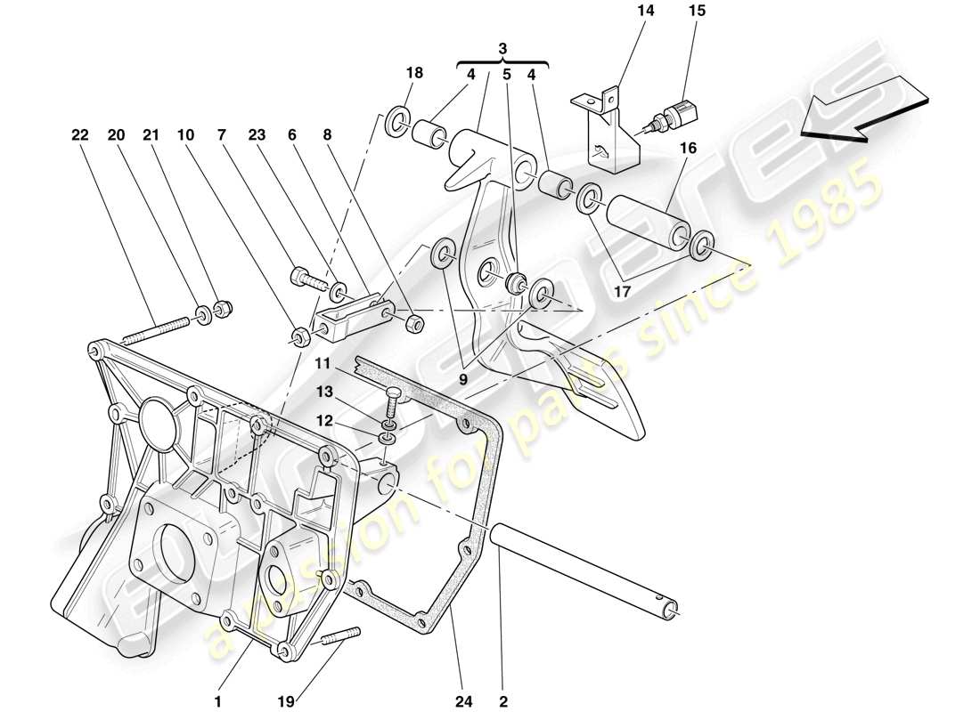 ferrari f430 scuderia (rhd) pedal board parts diagram