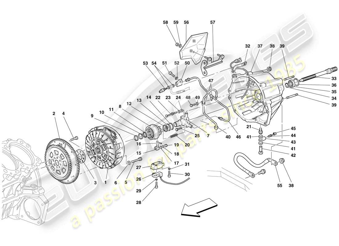 ferrari 599 gto (europe) clutch and controls parts diagram