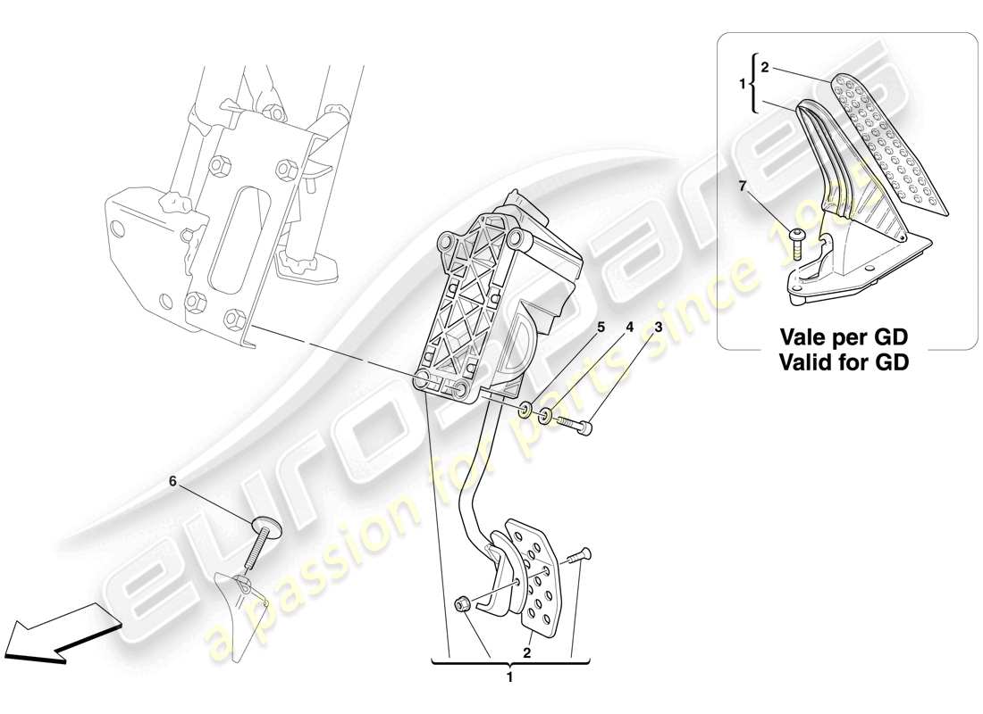 ferrari 599 gto (europe) electronic accelerator pedal parts diagram