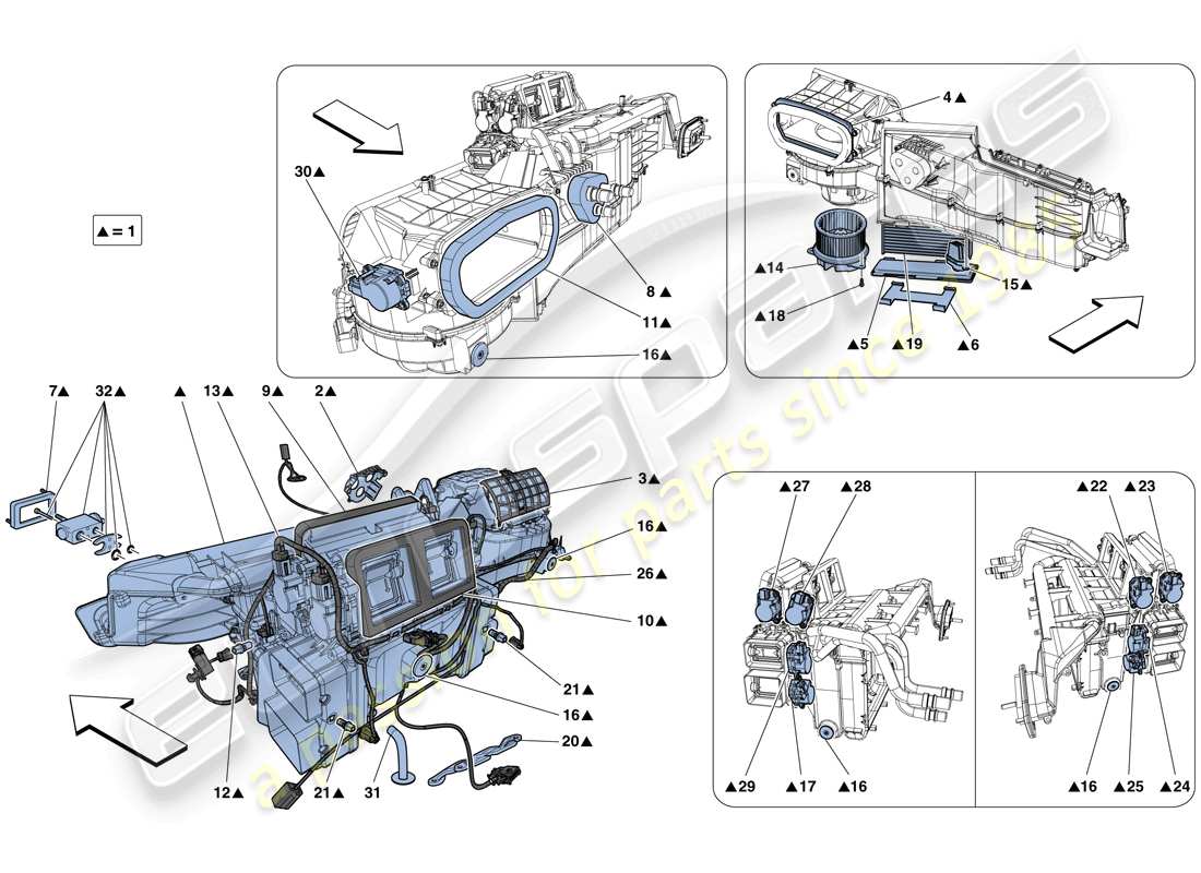 ferrari california t (usa) evaporator unit parts diagram