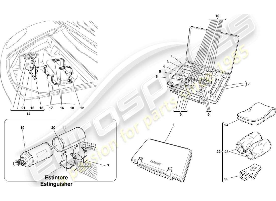 ferrari f430 coupe (europe) tools and accessories provided with vehicle parts diagram