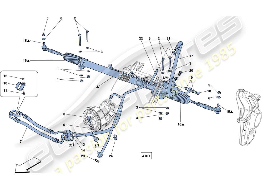 ferrari ff (rhd) hydraulic power steering box parts diagram