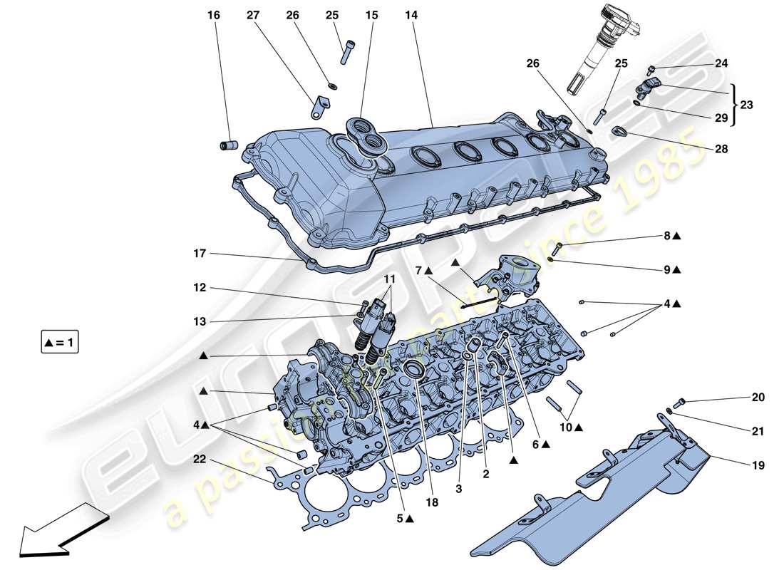 ferrari gtc4 lusso (rhd) left hand cylinder head parts diagram