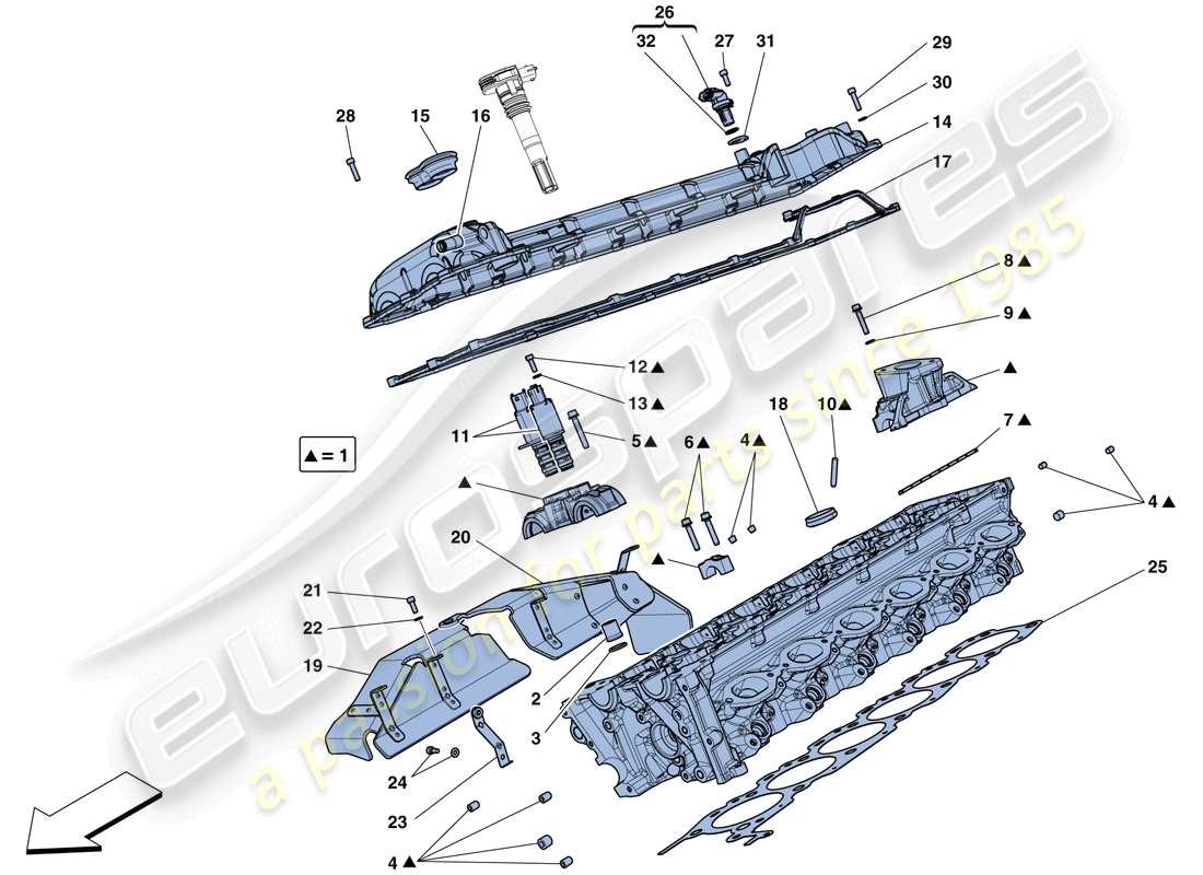 ferrari gtc4 lusso (usa) right hand cylinder head part diagram