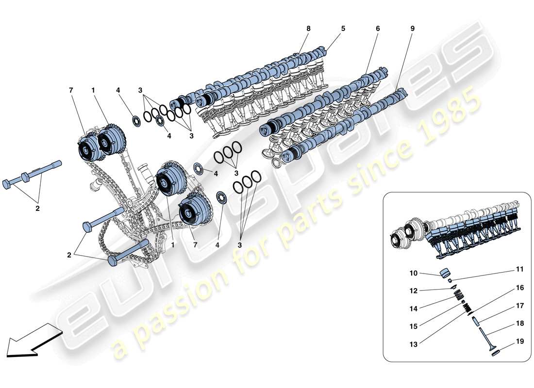 ferrari gtc4 lusso (rhd) timing system - tappets parts diagram