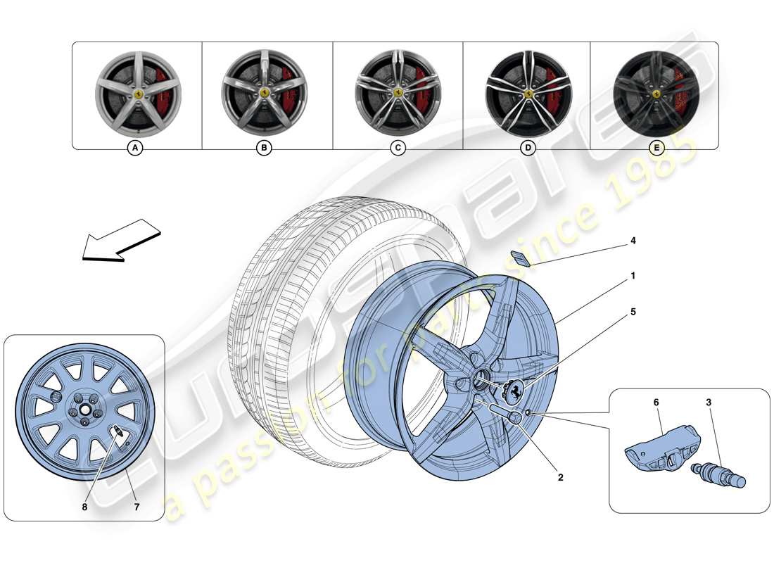 ferrari gtc4 lusso (rhd) wheels parts diagram