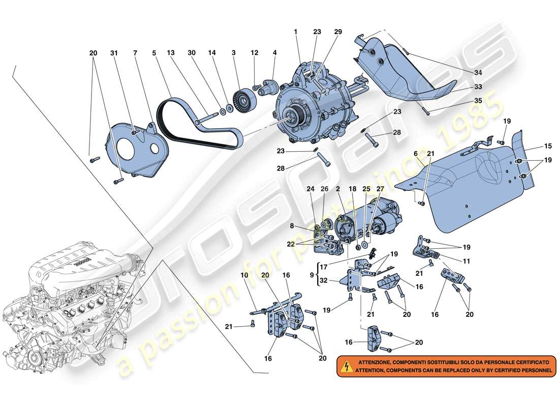 ferrari laferrari aperta (europe) starter motor and electric motor 2 part diagram