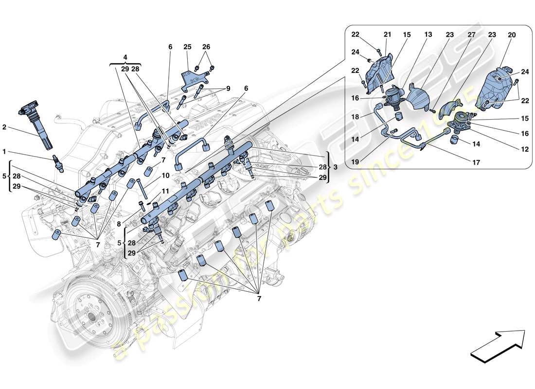 ferrari gtc4 lusso (rhd) injection - ignition system parts diagram