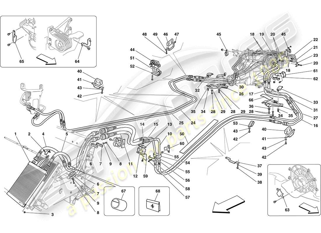 ferrari california (europe) gearbox oil lubrication and cooling system parts diagram