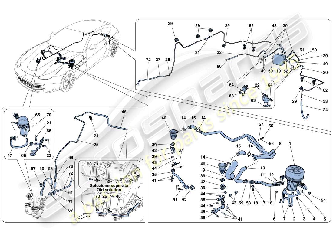 ferrari gtc4 lusso (rhd) secondary air system parts diagram