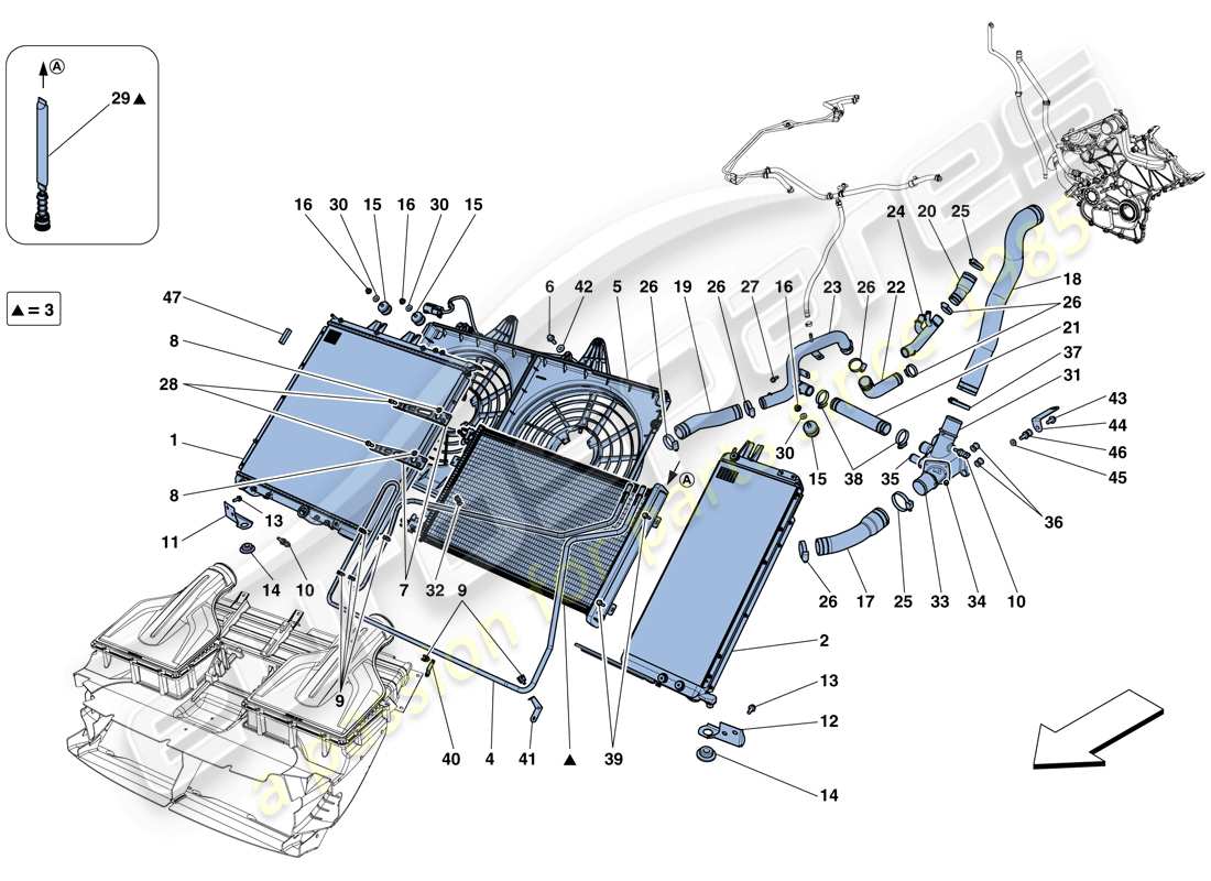 ferrari gtc4 lusso (rhd) cooling - radiators and air ducts parts diagram