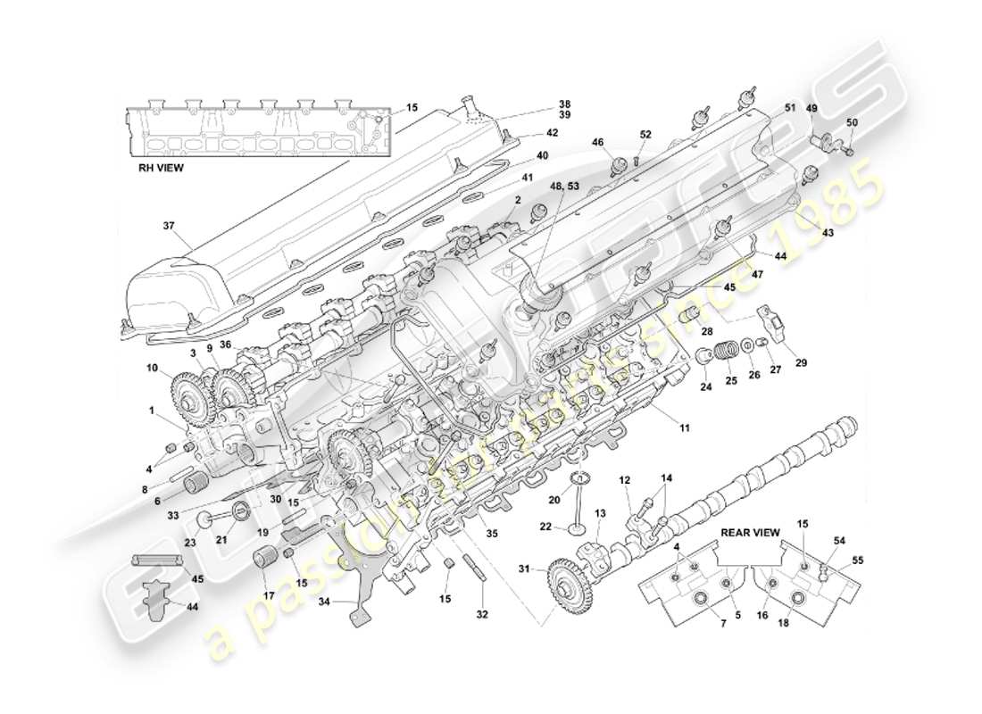 aston martin db7 vantage (2002) cylinder head part diagram