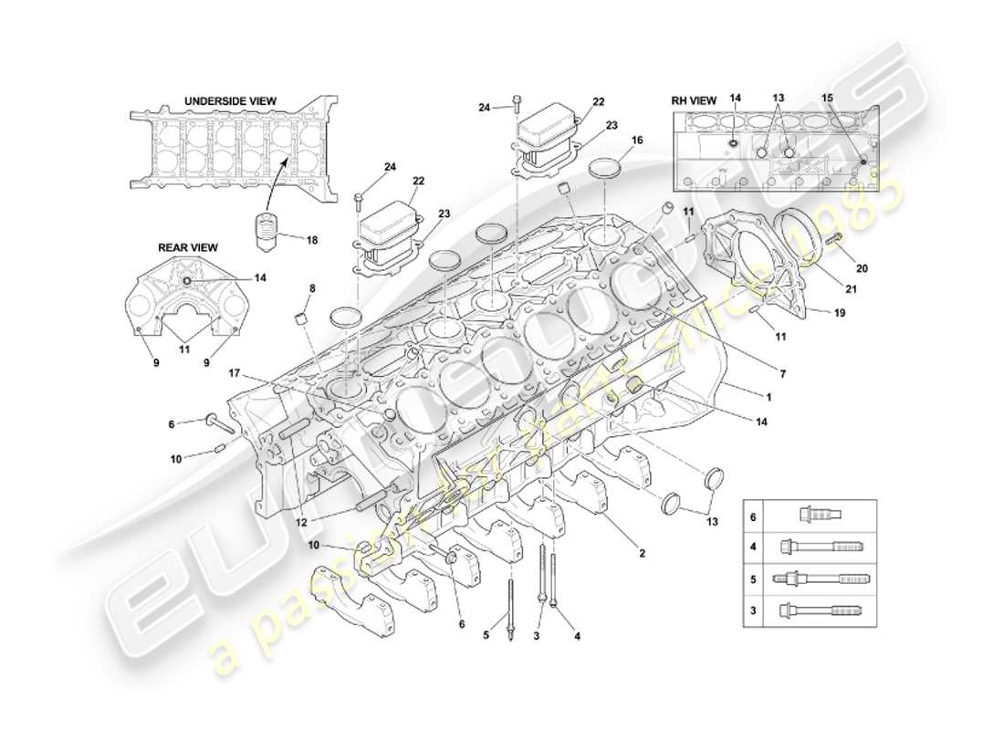 aston martin db7 vantage (2002) cylinder block part diagram
