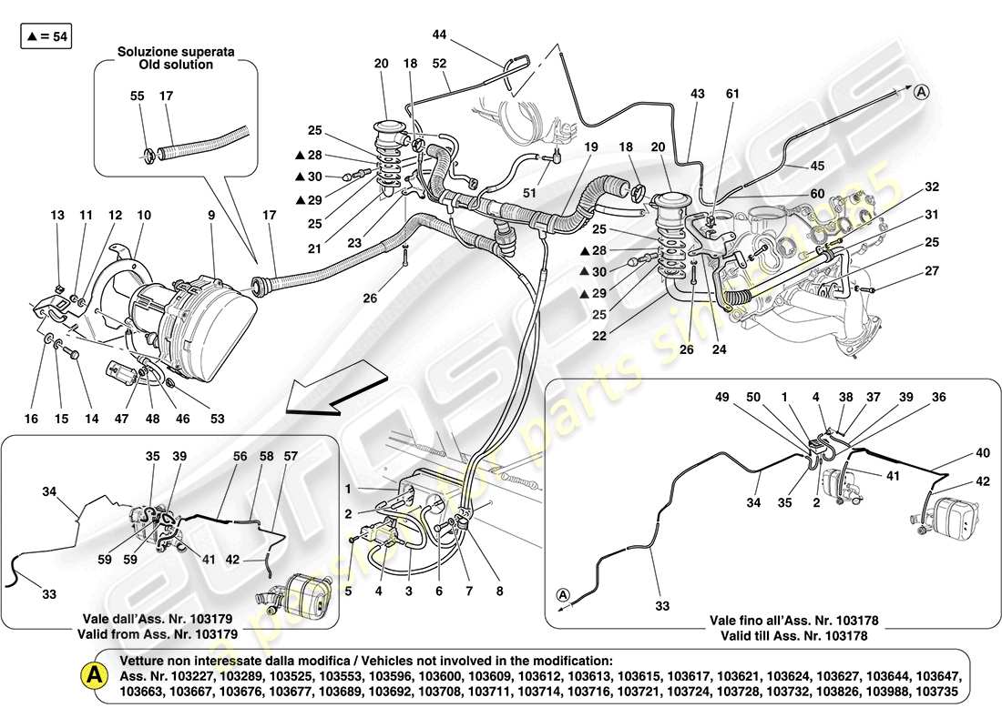 ferrari california (rhd) secondary air system part diagram