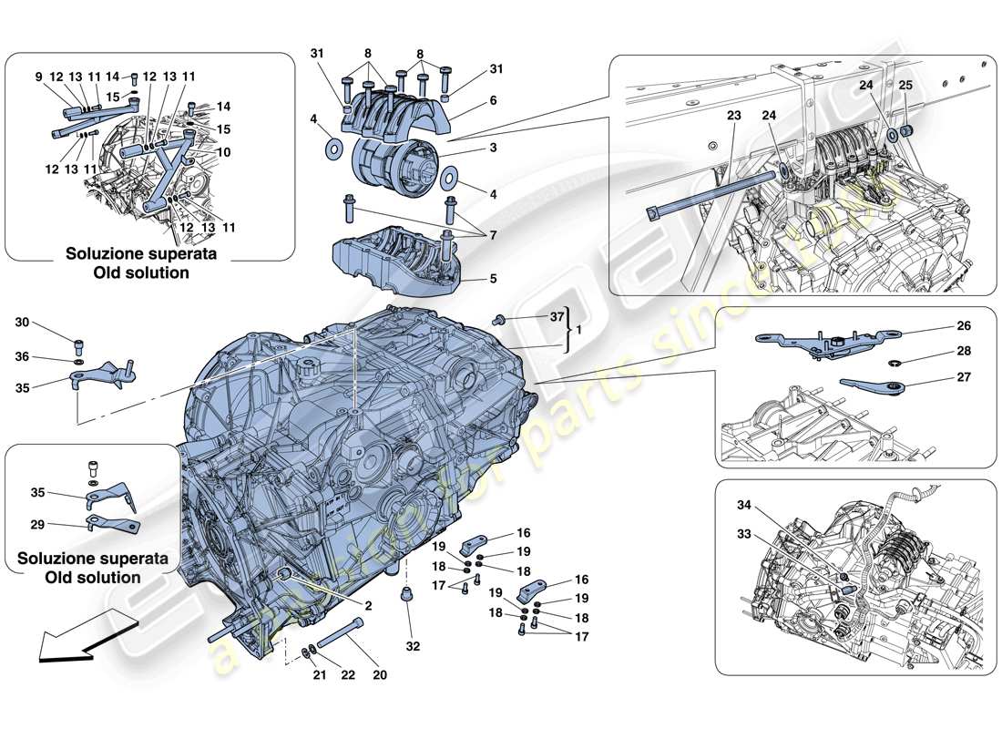 ferrari 458 italia (usa) gearbox housing part diagram