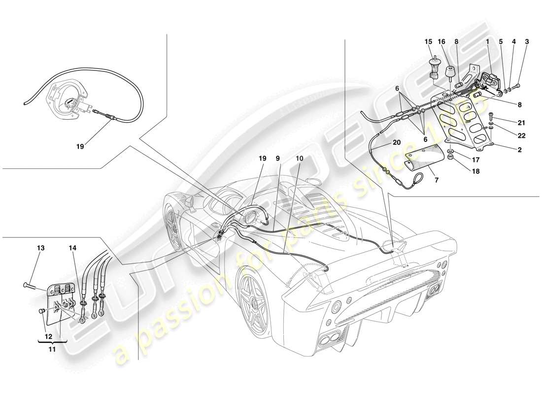 maserati mc12 opening devices for engine bonnet and gas door parts diagram