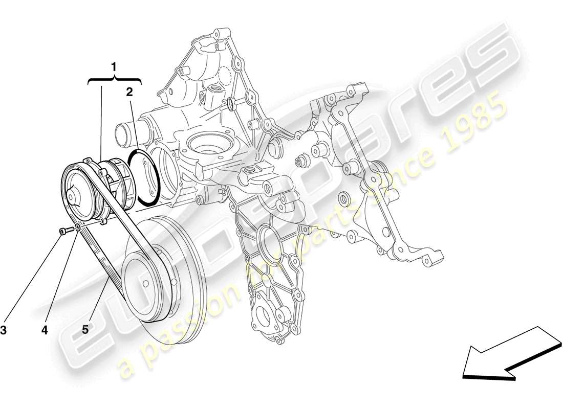 ferrari california (europe) cooling: water pump parts diagram