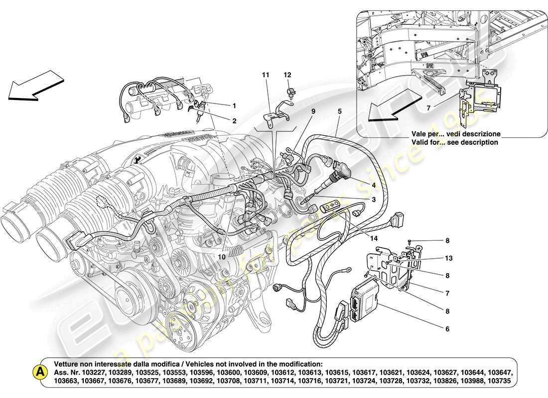 ferrari california (rhd) left hand injection system - ignition parts diagram