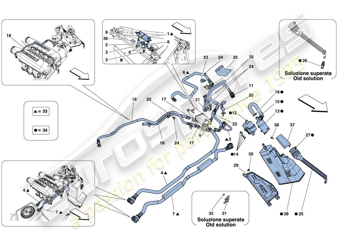 ferrari 458 italia (usa) evaporative emissions control system part diagram